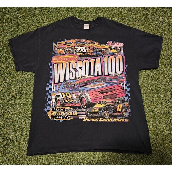 Vintage WISSOTA 100 Racing Graphic Print Shirt Mens XL Y2k 90s South Dakota - Picture 1 of 6